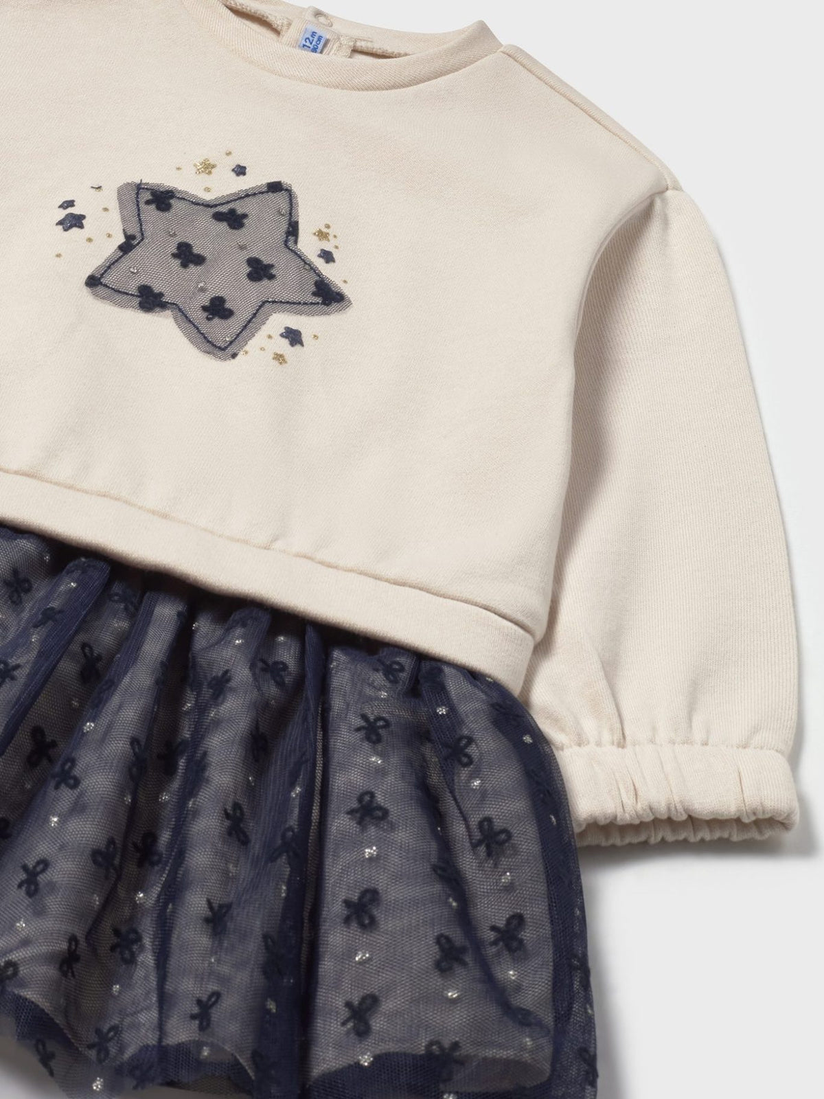 Vestido combinado tule Areia (Bege)  para Bebé Menina - Mayoral