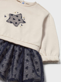Vestido combinado tule Areia (Bege)  para Bebé Menina - Mayoral
