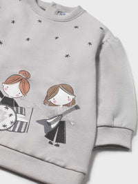 Vestido felpa gráfica Pérola (Creme / Pérola)  para Bebé Menina - Mayoral