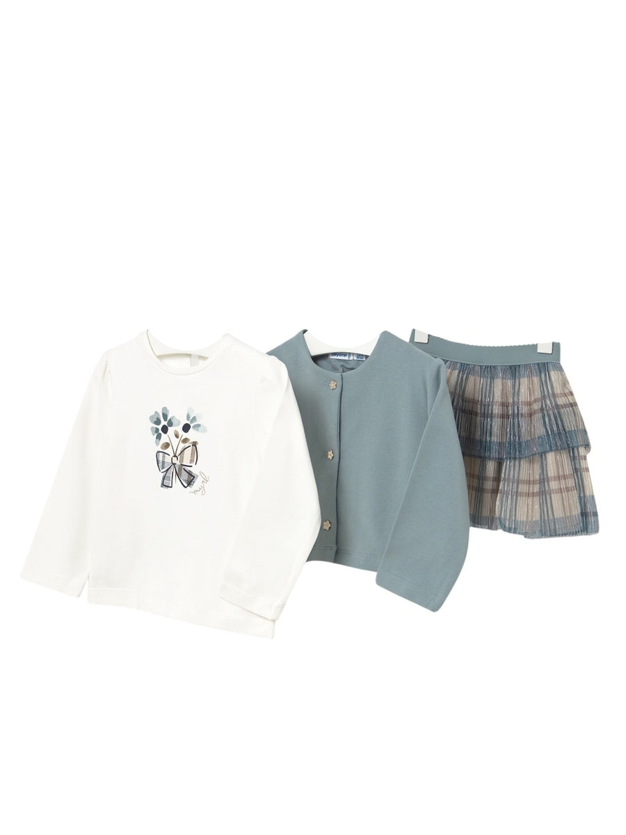 Conj.saia 3 peças Blue bell (Verde Mar)  para Bebé Menina - Mayoral