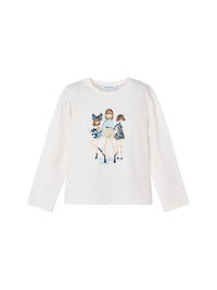 Camiseta m/comp. clássica Nata-marin (Marinho)  para Menina - Mayoral