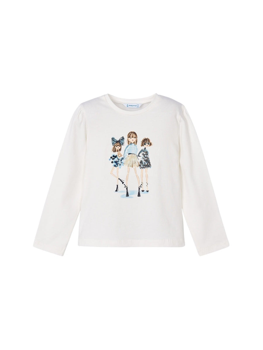 Camiseta m/comp. clássica Nata-marin (Marinho)  para Menina - Mayoral