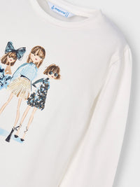 Camiseta m/comp. clássica Nata-marin (Marinho)  para Menina - Mayoral