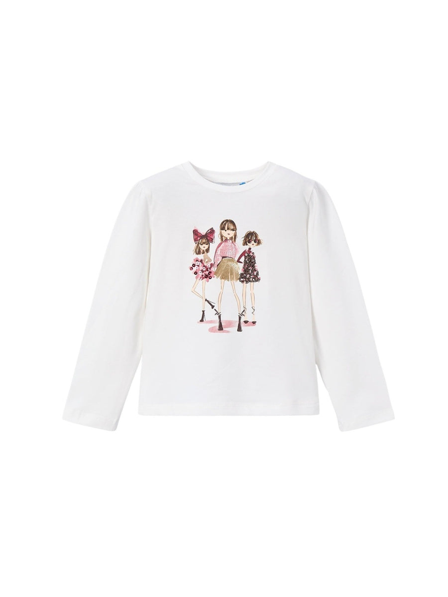 Camiseta m/comp. clássica Nata-cerej (Vermelho Escuro)  para Menina - Mayoral