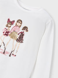Camiseta m/comp. clássica Nata-cerej (Vermelho Escuro)  para Menina - Mayoral