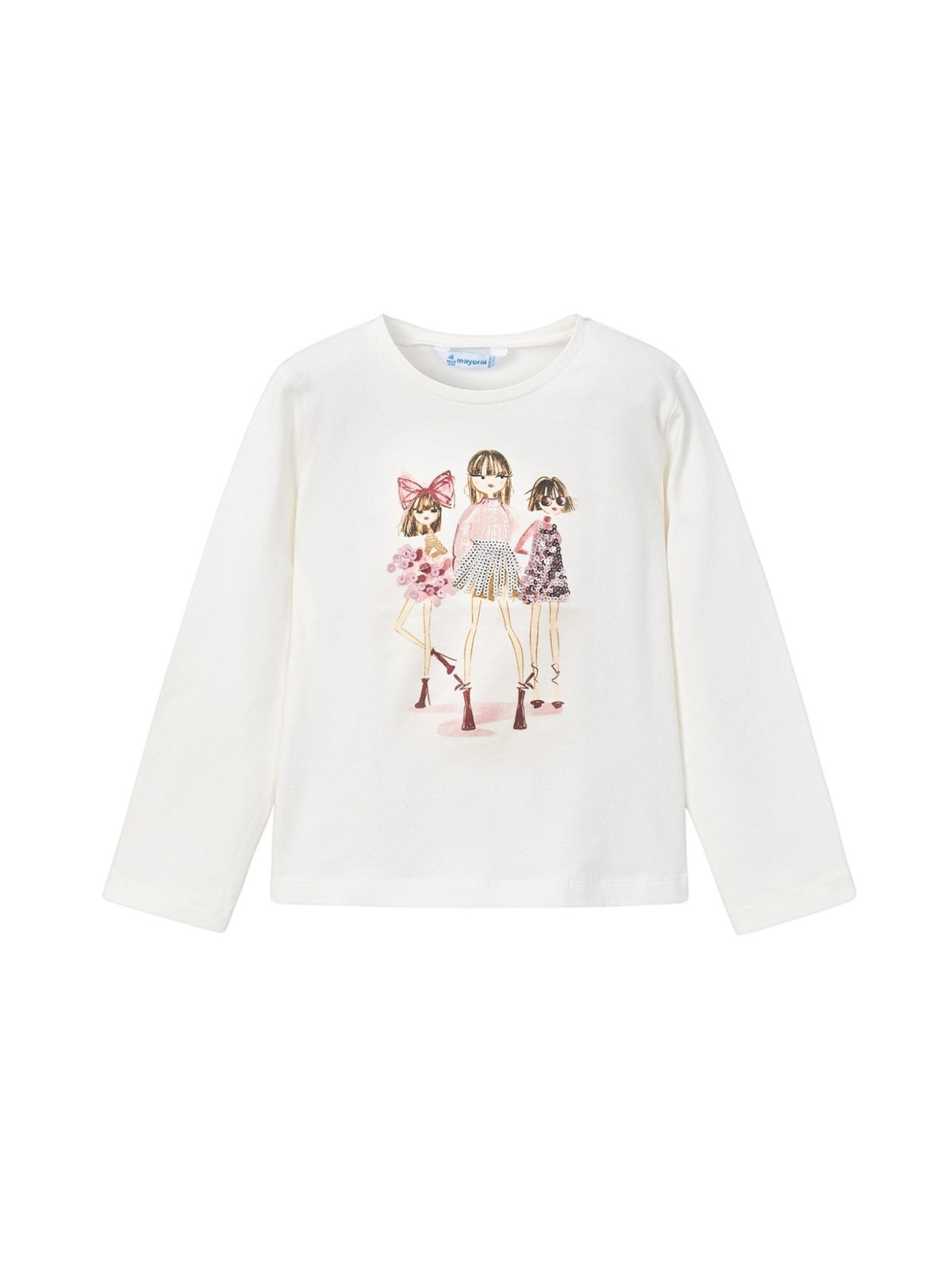 Camiseta m/comp. clássica Macchiato (Creme / Pérola)  para Menina - Mayoral