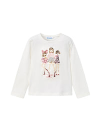 Camiseta m/comp. clássica Macchiato (Creme / Pérola)  para Menina - Mayoral