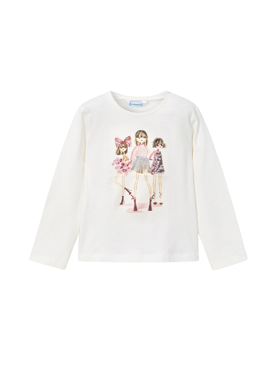 Camiseta m/comp. clássica Macchiato (Creme / Pérola)  para Menina - Mayoral