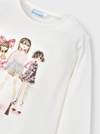 Camiseta m/comp. clássica Macchiato (Creme / Pérola)  para Menina - Mayoral