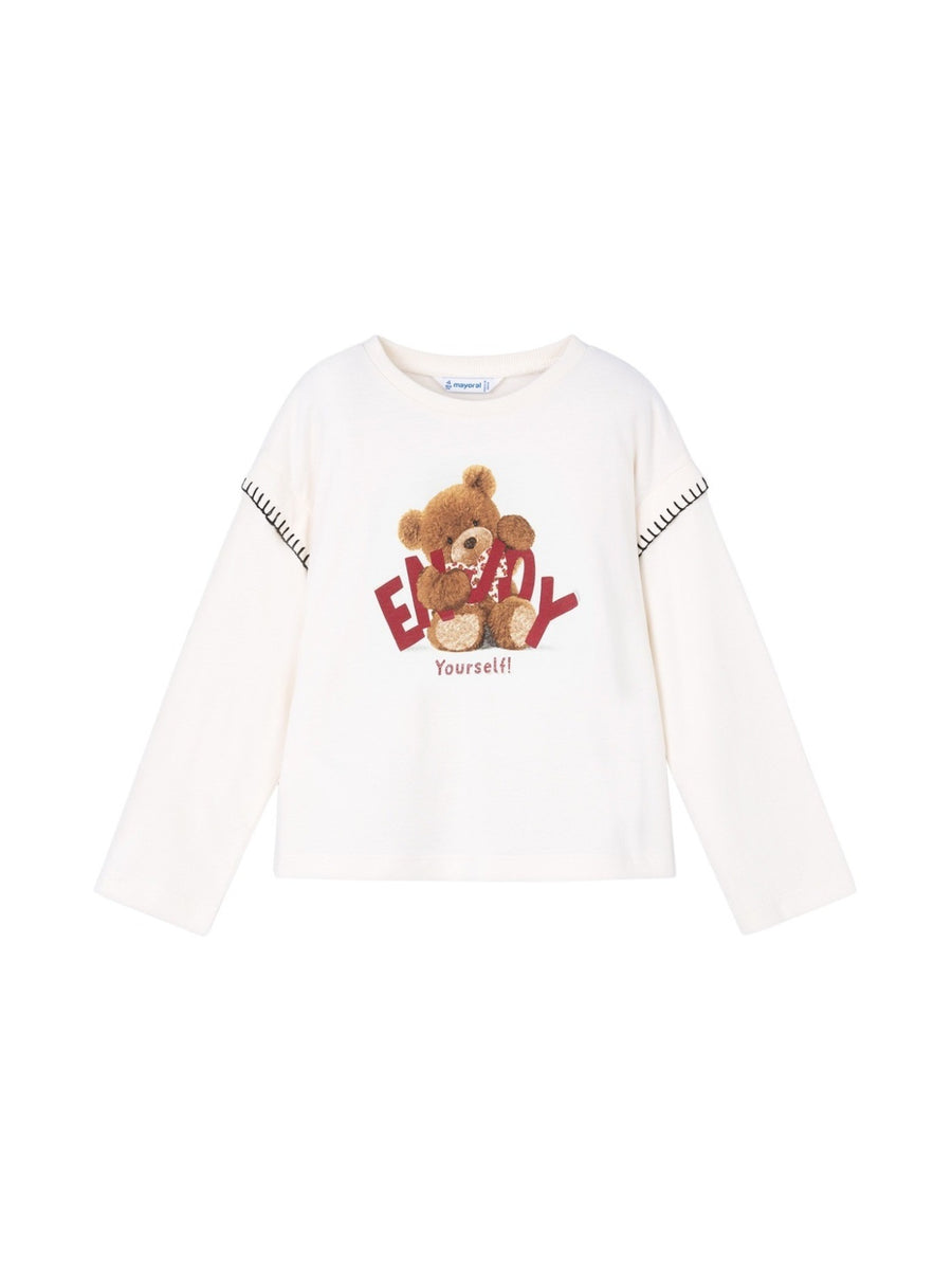 Camiseta m/comp. urso Nata (Creme / Pérola)  para Menina - Mayoral