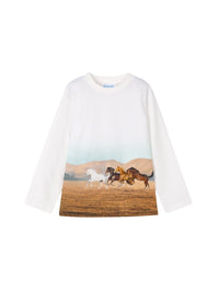 Camisola possicionada Cavalos (Castanho Claro)  para Menino - Mayoral