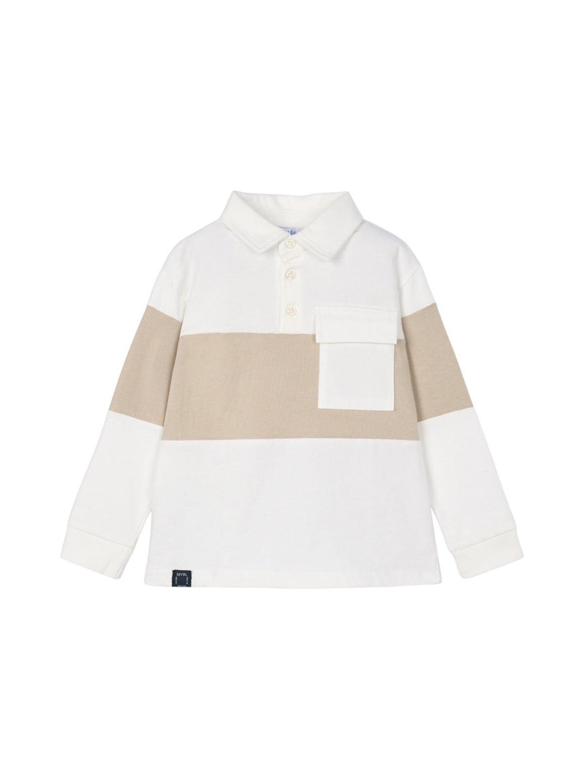 Polo m/comp. cor block Nata (Creme / Pérola)  para Menino - Mayoral