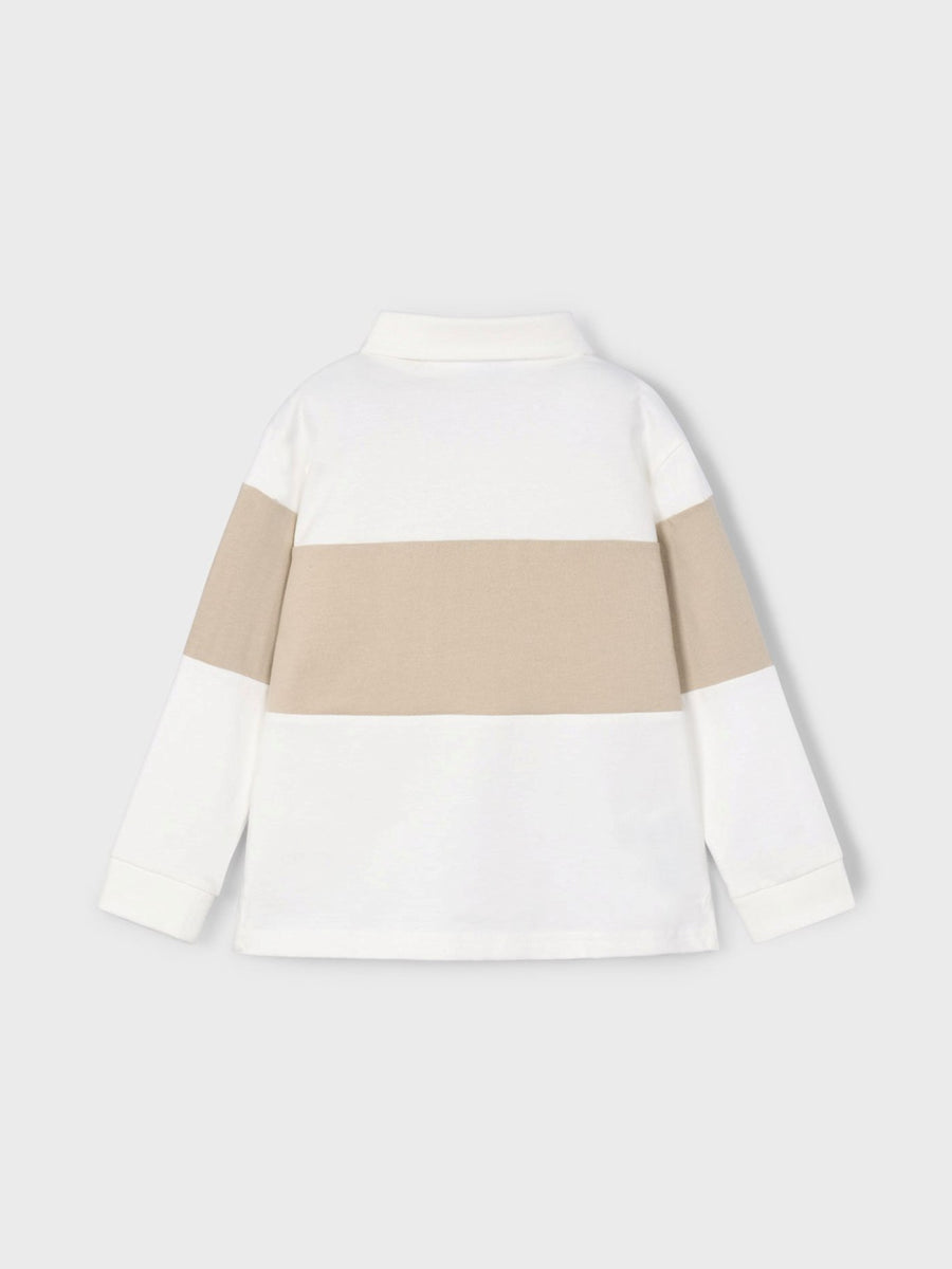 Polo m/comp. cor block Nata (Creme / Pérola)  para Menino - Mayoral