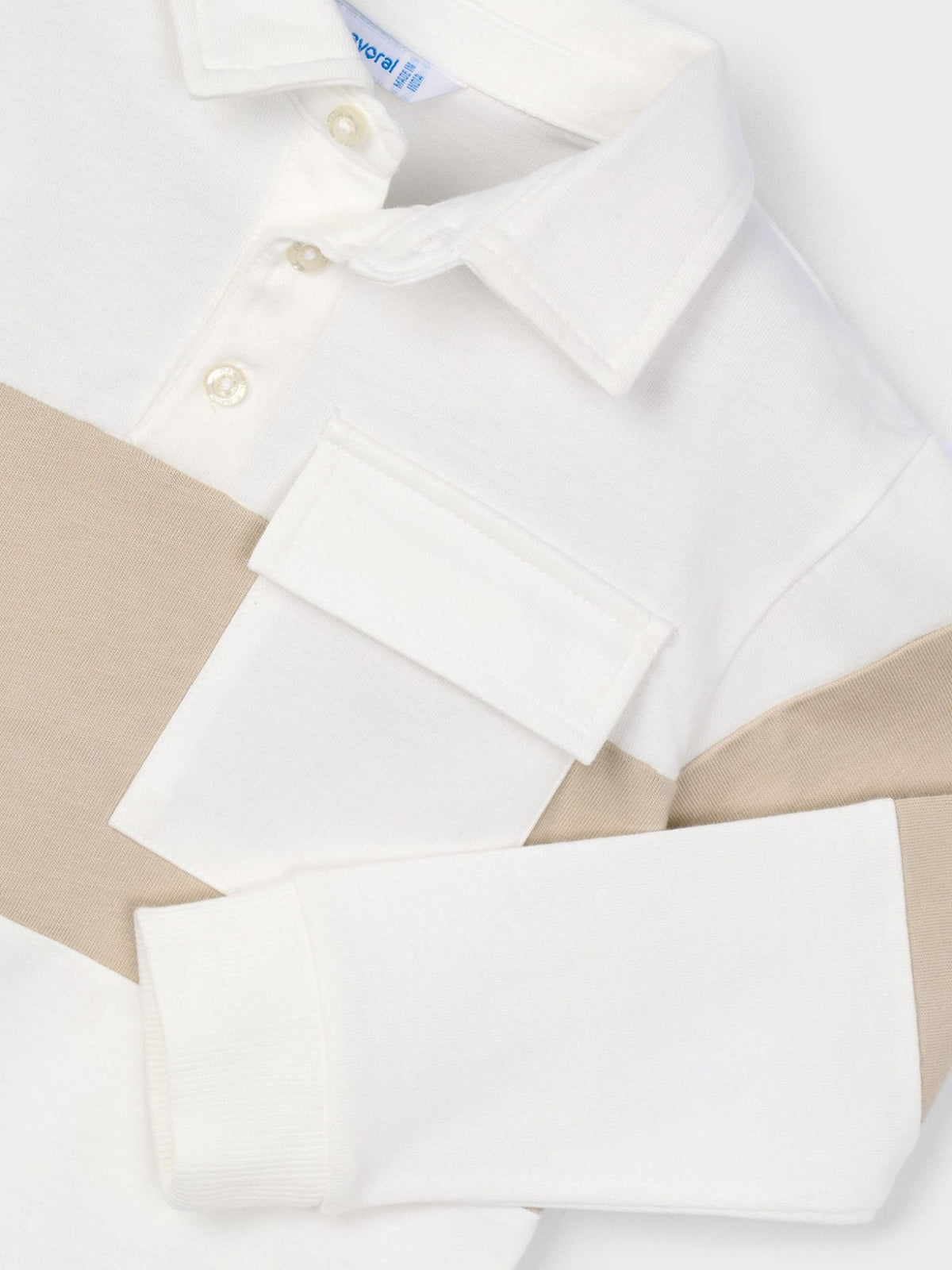 Polo m/comp. cor block Nata (Creme / Pérola)  para Menino - Mayoral