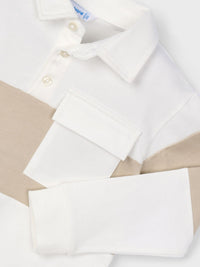 Polo m/comp. cor block Nata (Creme / Pérola)  para Menino - Mayoral
