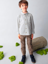Camisa m/comp.xadrez Nata (Creme / Pérola)  para Menino - Mayoral