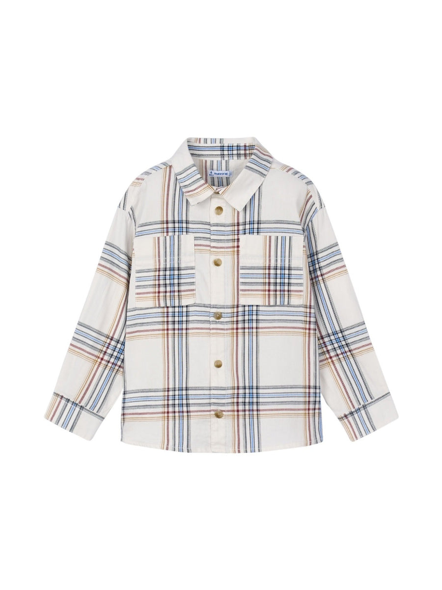 Camisa m/comp.xadrez Cereal (Bege)  para Menino - Mayoral