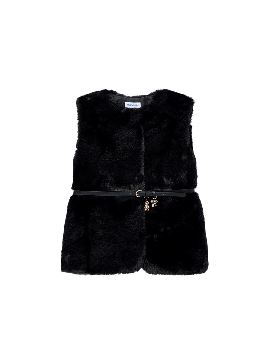 Colete pelo cinto Preto (Preto)  para Menina - Mayoral