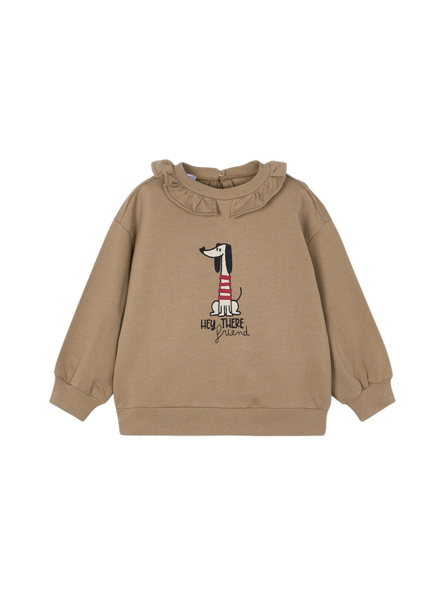 Sweat gola folho Camel (Castanho Claro)  para Menina - Mayoral