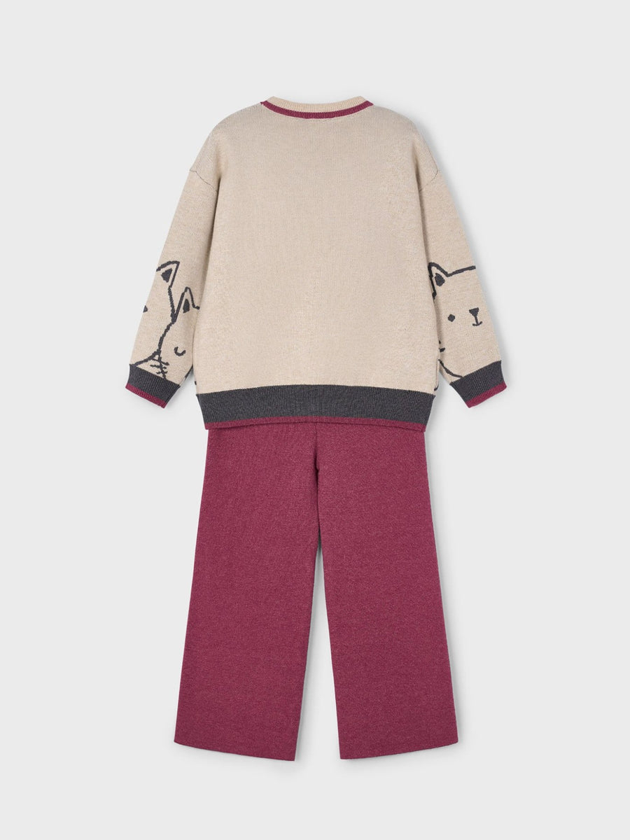 Conj. calça tricot Cereja mez (Vermelho Escuro)  para Menina - Mayoral