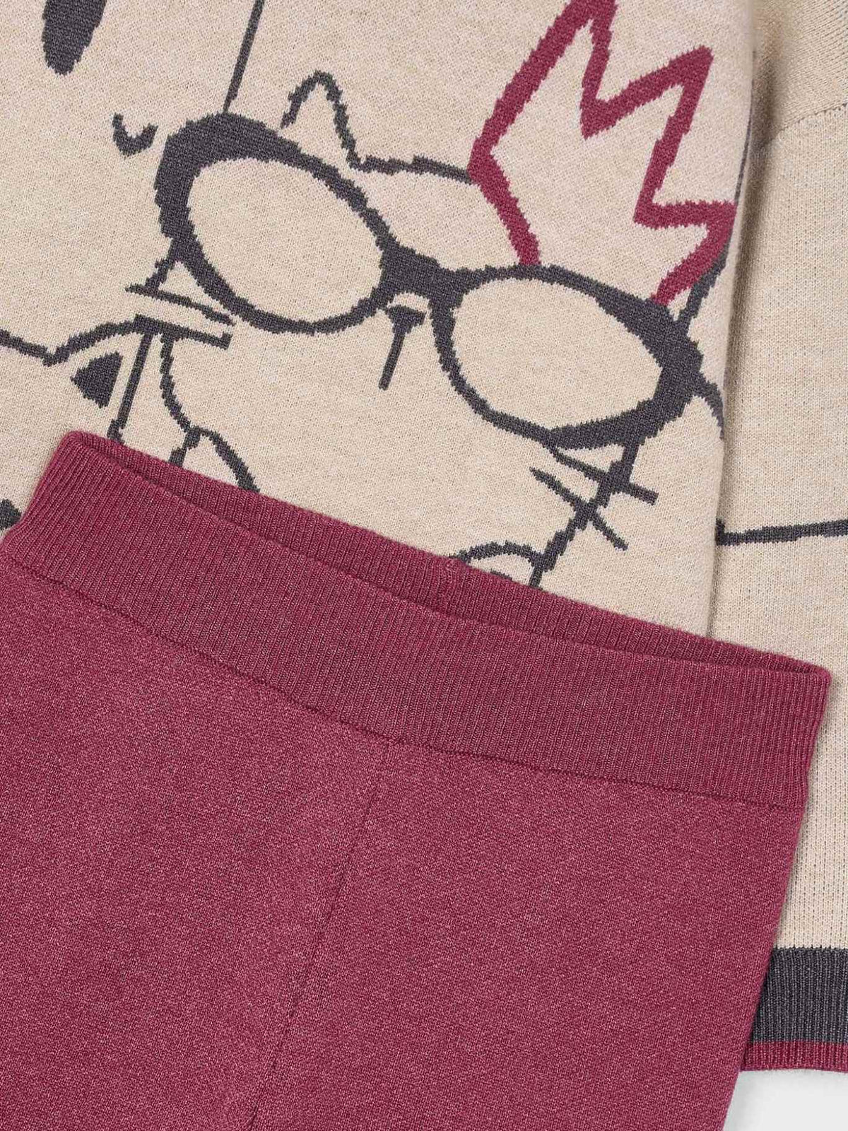 Conj. calça tricot Cereja mez (Vermelho Escuro)  para Menina - Mayoral
