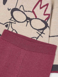 Conj. calça tricot Cereja mez (Vermelho Escuro)  para Menina - Mayoral
