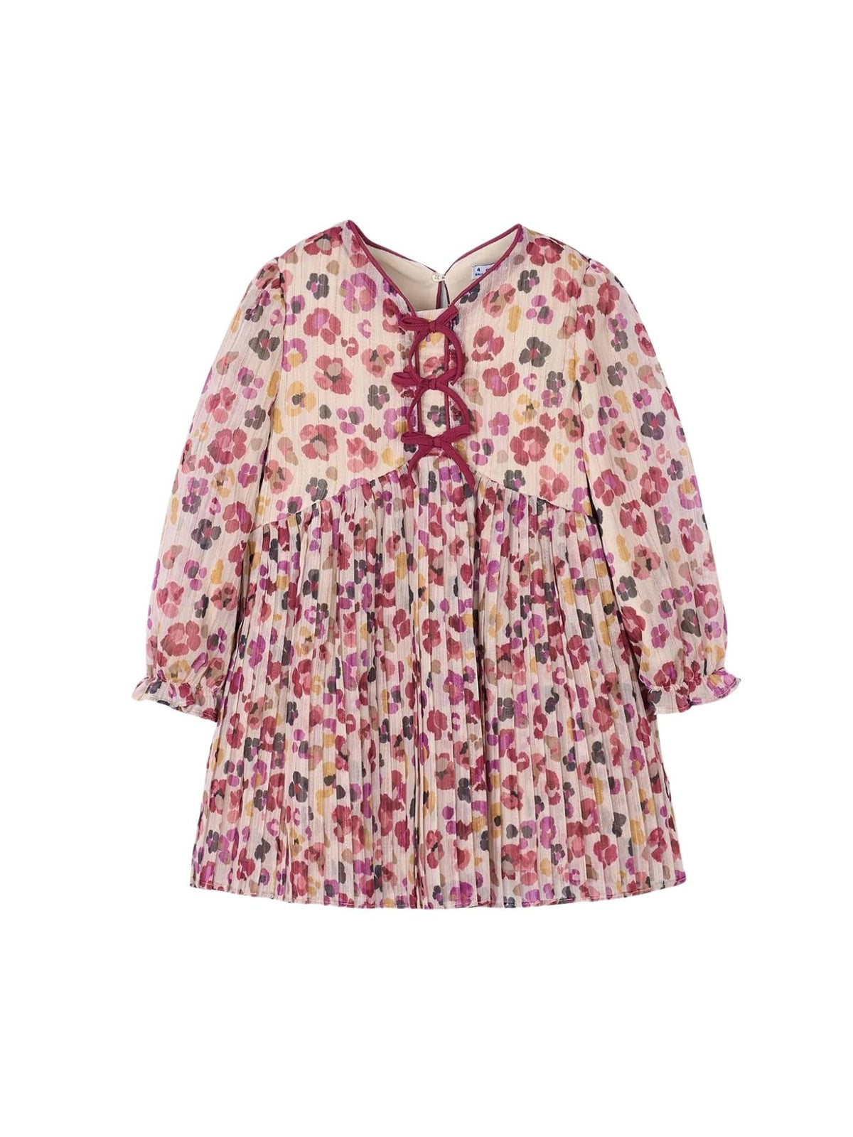 Vestido plissado estampado Cereja (Vermelho Escuro)  para Menina - Mayoral