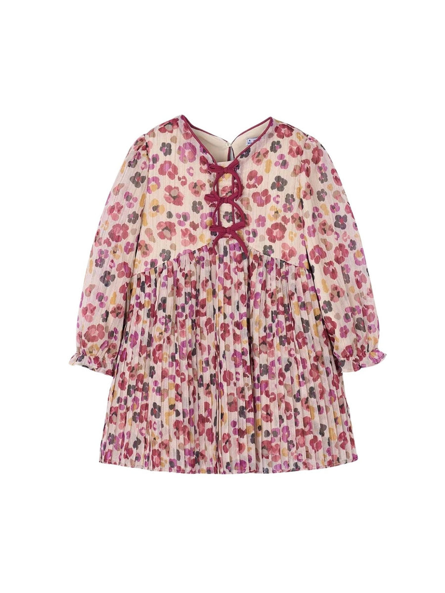 Vestido plissado estampado Cereja (Vermelho Escuro)  para Menina - Mayoral