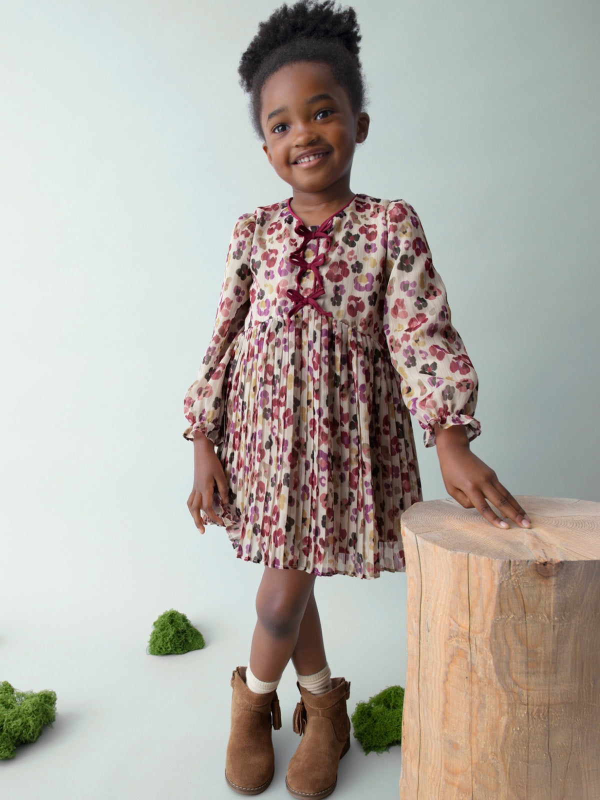 Vestido plissado estampado Cereja (Vermelho Escuro)  para Menina - Mayoral
