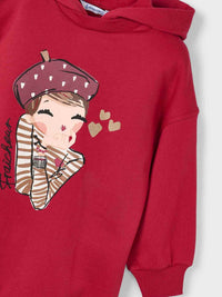 Vestido felpa carapuço Vermelho (Vermelho)  para Menina - Mayoral