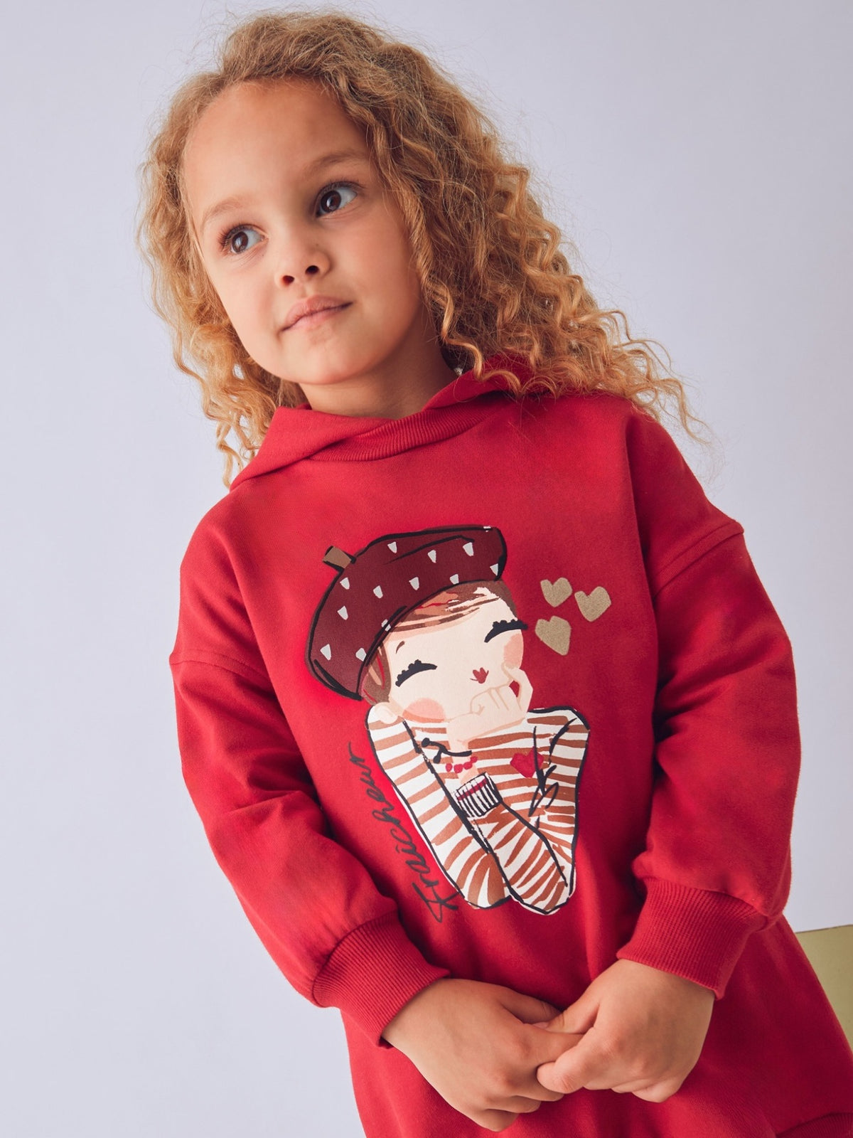 Vestido felpa carapuço Vermelho (Vermelho)  para Menina - Mayoral