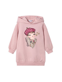 Vestido felpa carapuço Nude (Rosa)  para Menina - Mayoral