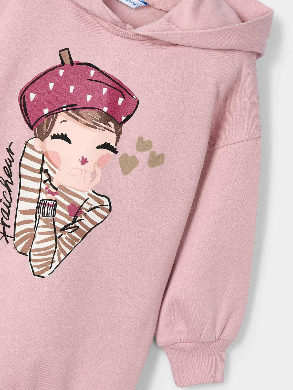 Vestido felpa carapuço Nude (Rosa)  para Menina - Mayoral