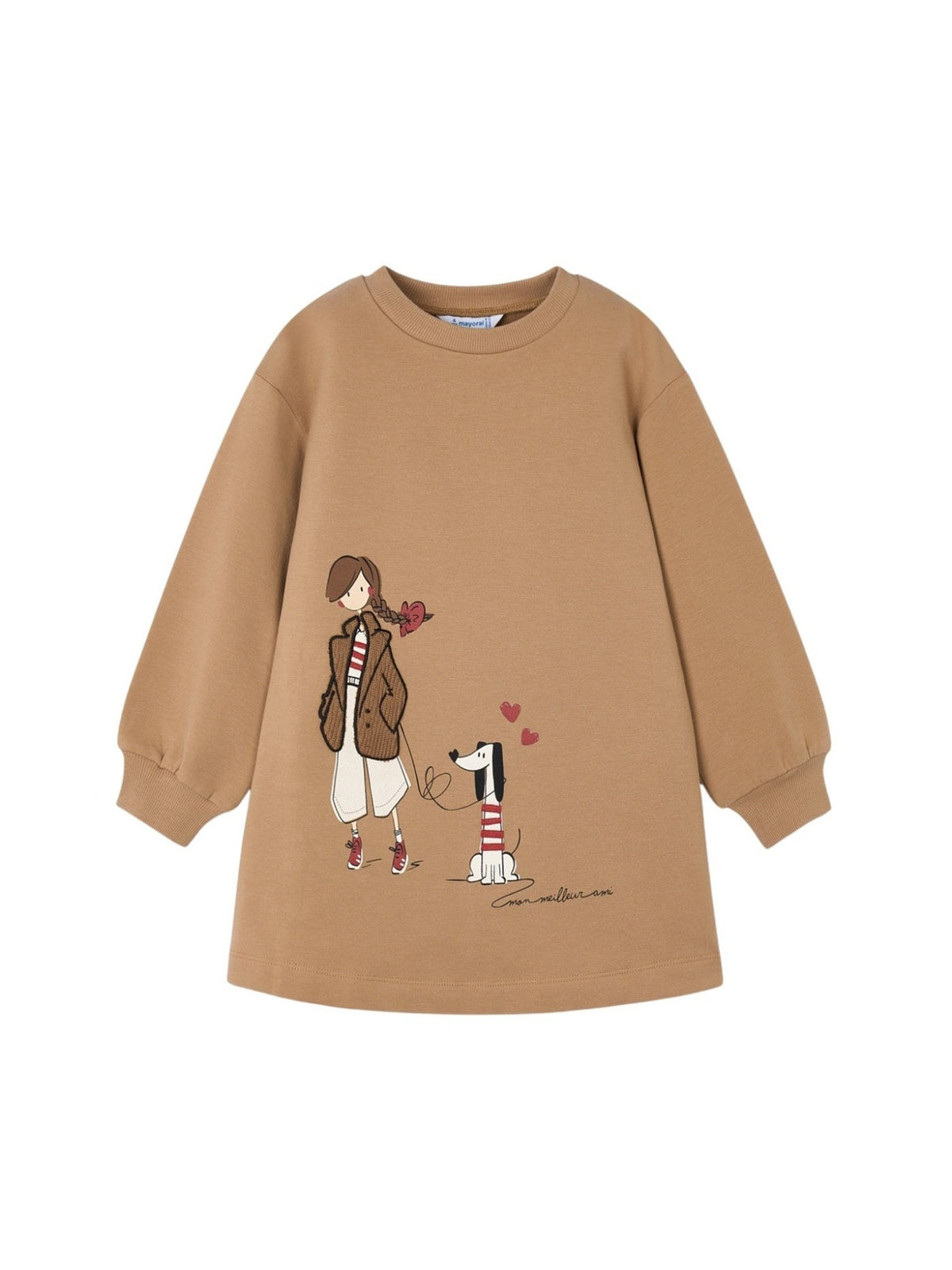 Vestido felpa evase Camel (Castanho Claro)  para Menina - Mayoral