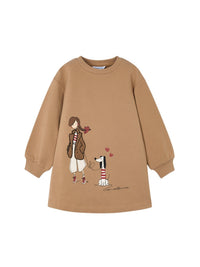 Vestido felpa evase Camel (Castanho Claro)  para Menina - Mayoral