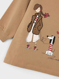 Vestido felpa evase Camel (Castanho Claro)  para Menina - Mayoral