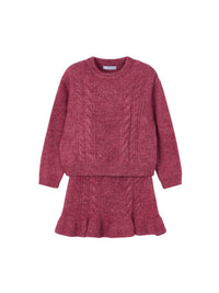 Conj. saia tricô Cereja mez (Vermelho Escuro)  para Menina - Mayoral