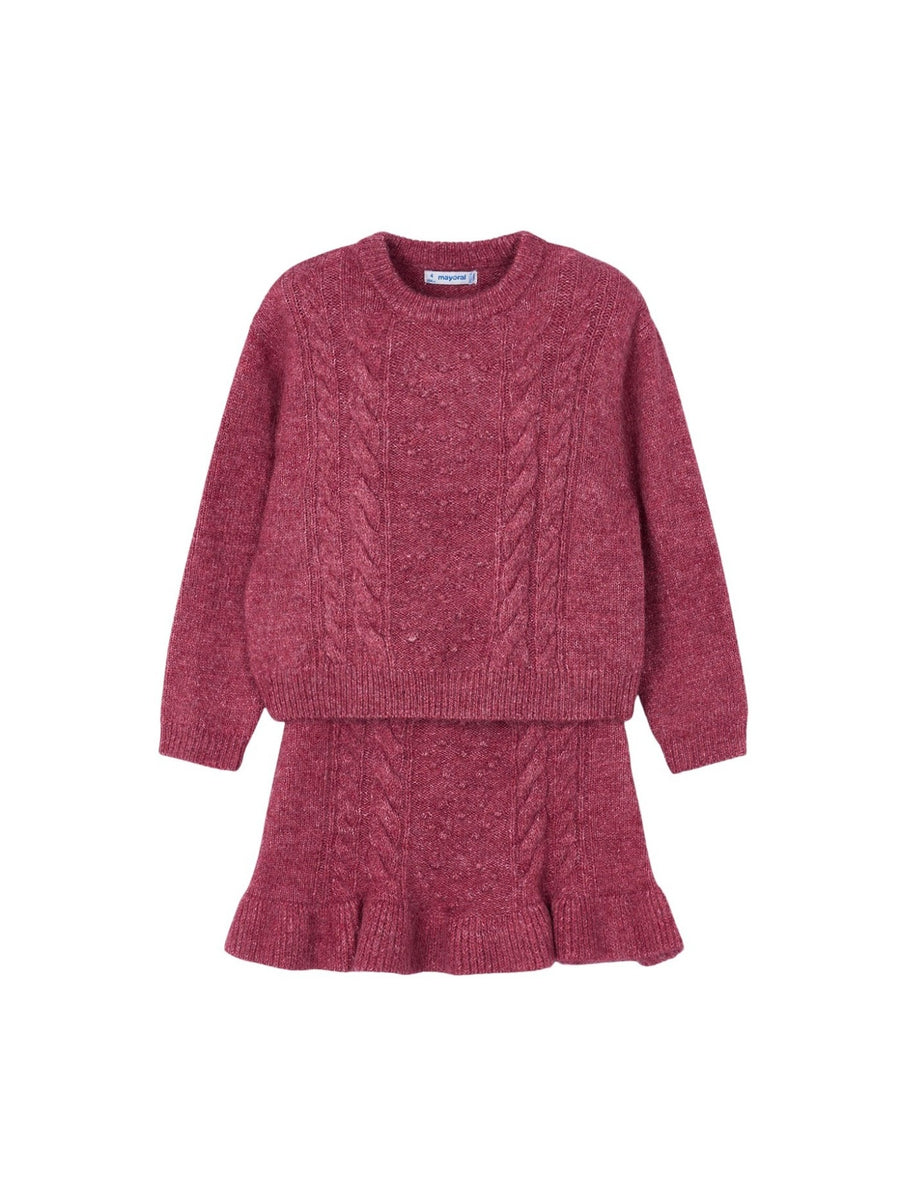 Conj. saia tricô Cereja mez (Vermelho Escuro)  para Menina - Mayoral