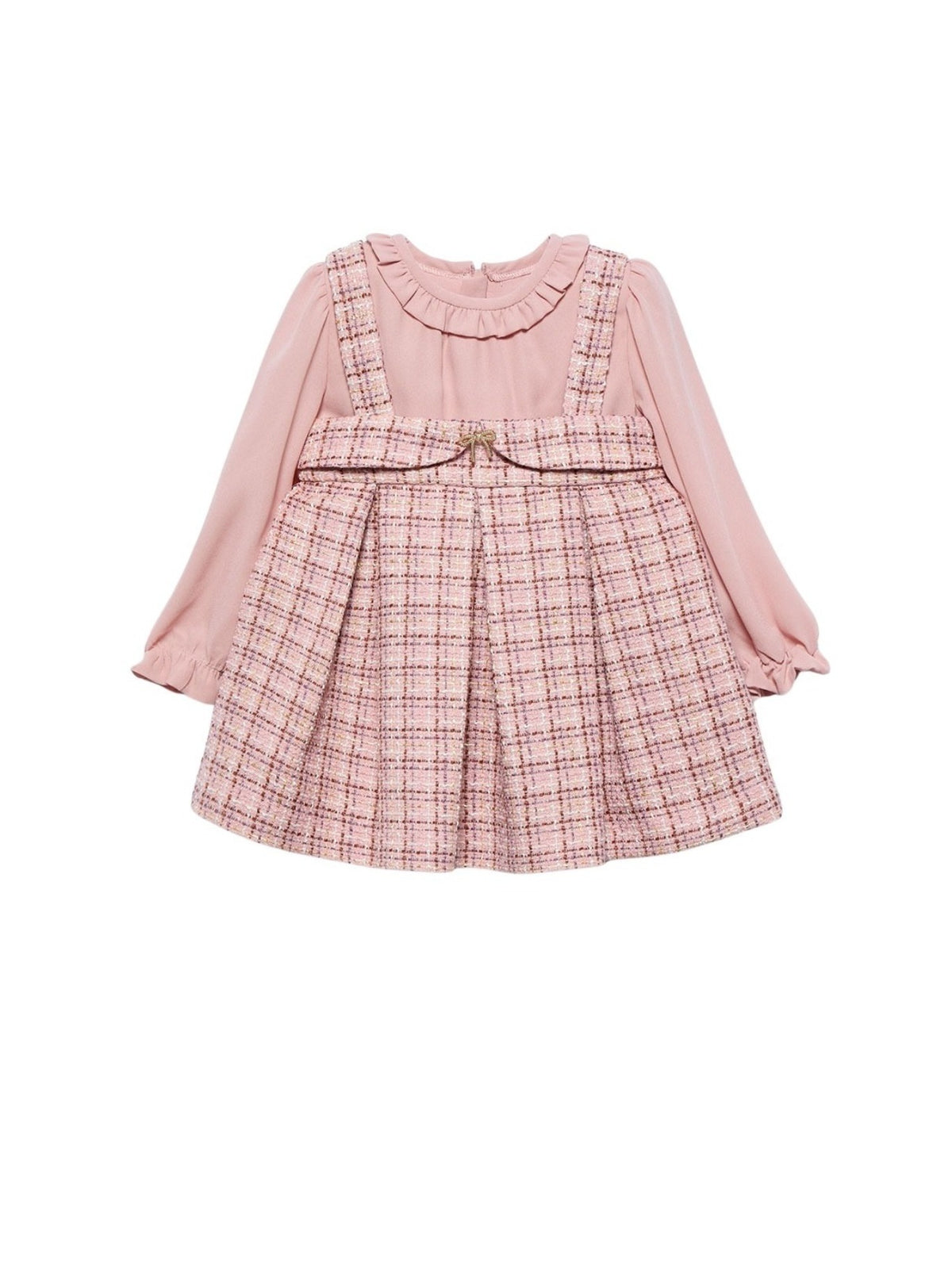 Saia de peito tweed Rosa claro (Rosa Bébé)  para Bebé Menina - Abel & Lula