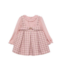 Saia de peito tweed Rosa claro (Rosa Bébé)  para Bebé Menina - Abel & Lula