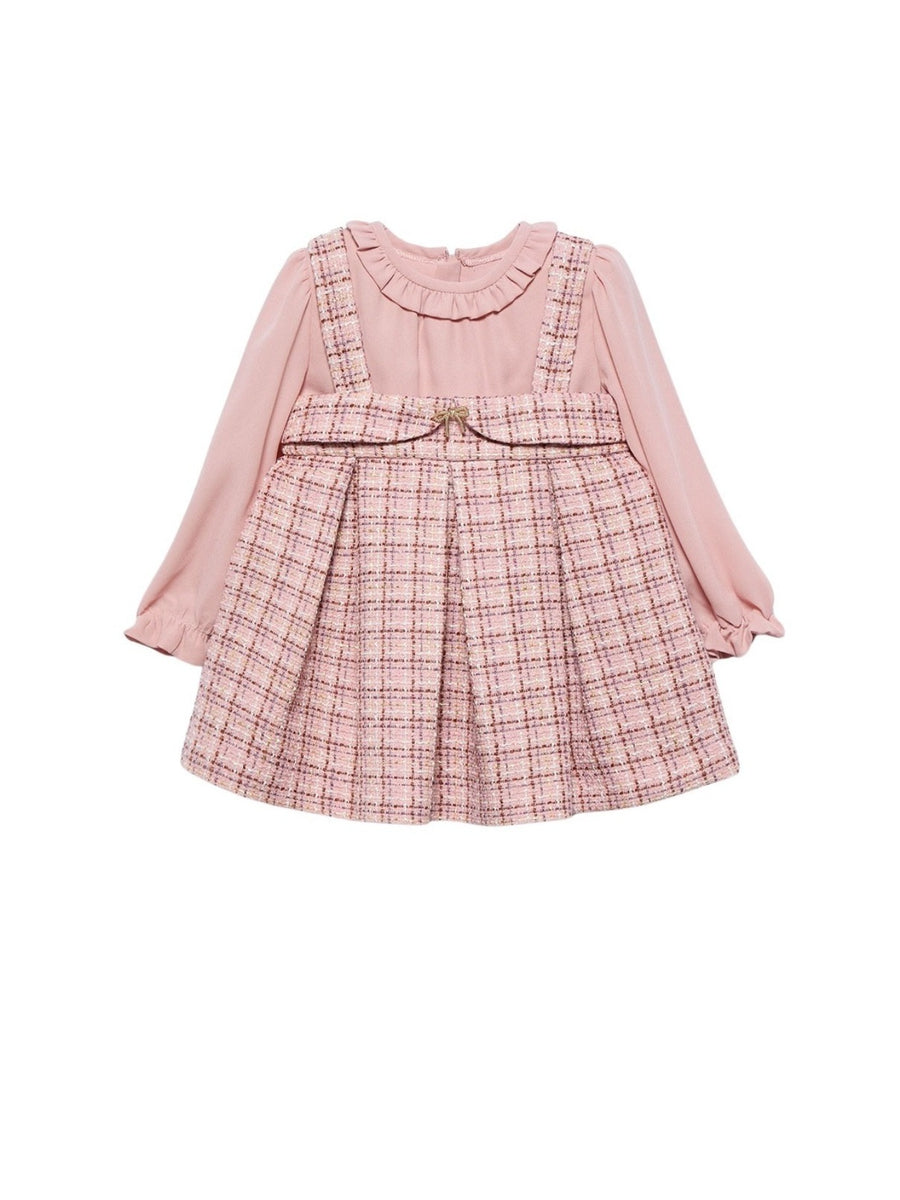 Saia de peito tweed Rosa claro (Rosa Bébé)  para Bebé Menina - Abel & Lula