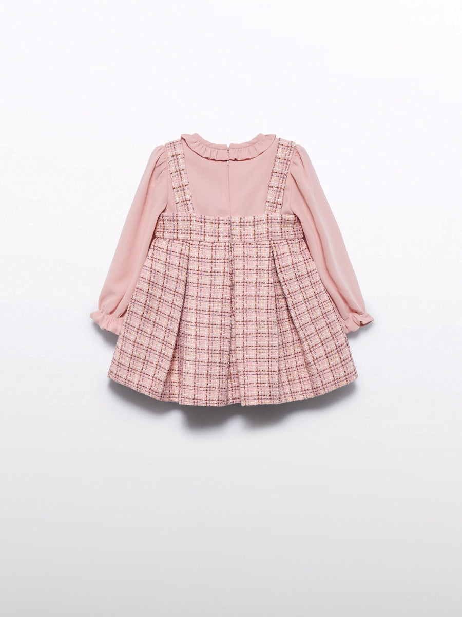 Saia de peito tweed Rosa claro (Rosa Bébé)  para Bebé Menina - Abel & Lula