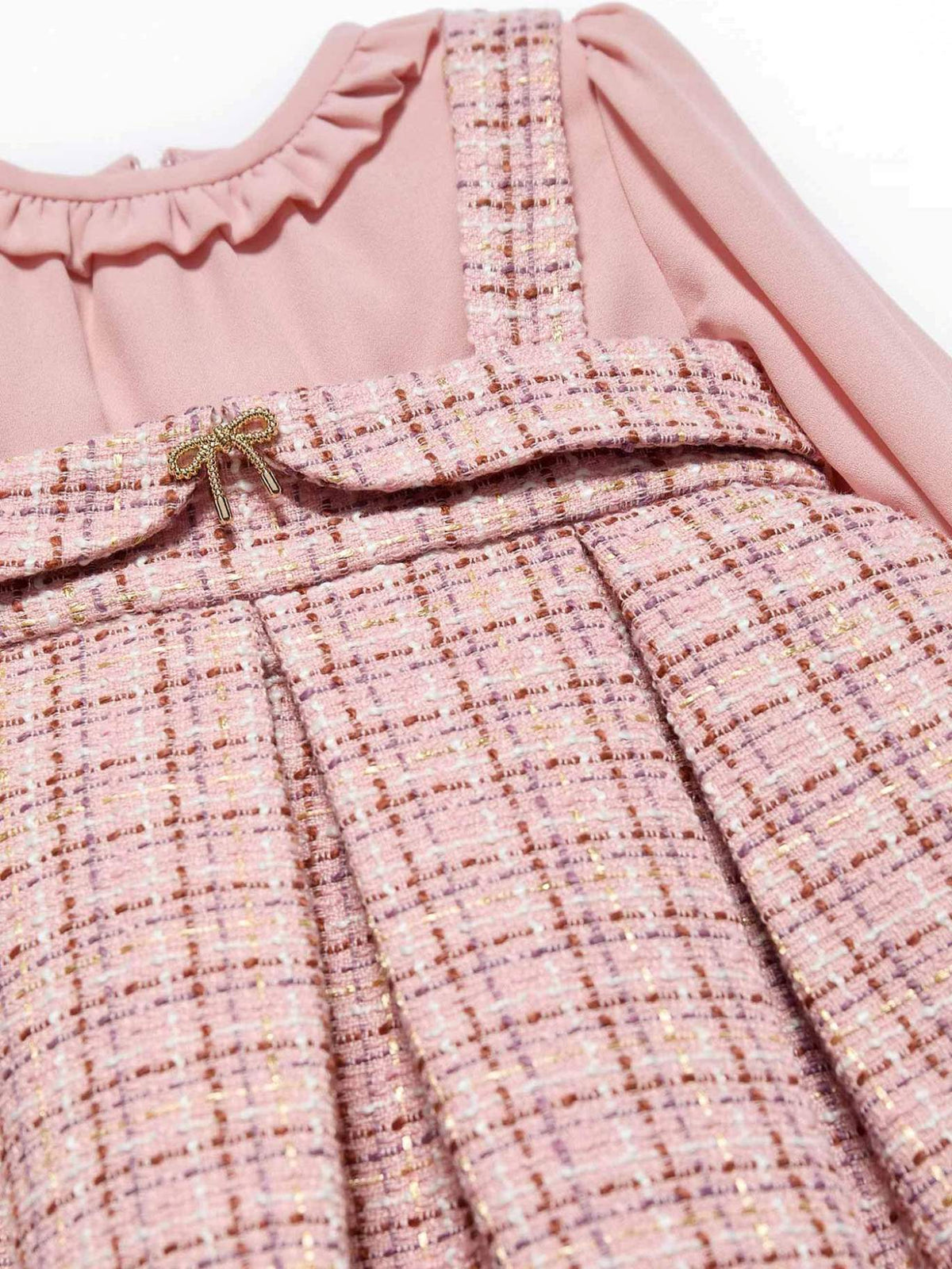 Saia de peito tweed Rosa claro (Rosa Bébé)  para Bebé Menina - Abel & Lula