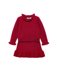 Conj. saia tricô pelo Vermelho (Vermelho)  para Bebé Menina - Abel & Lula