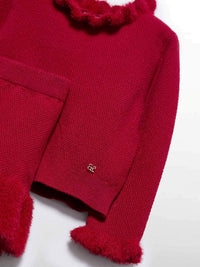 Conj. saia tricô pelo Vermelho (Vermelho)  para Bebé Menina - Abel & Lula