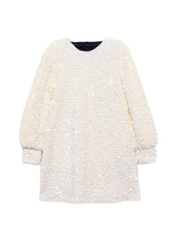 Vestido lantejoulas veludo Creme (Creme / Pérola)  para Menina - Abel & Lula