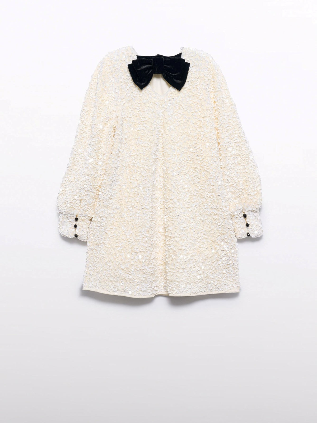Vestido lantejoulas veludo Creme (Creme / Pérola)  para Menina - Abel & Lula