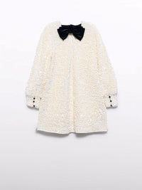 Vestido lantejoulas veludo Creme (Creme / Pérola)  para Menina - Abel & Lula