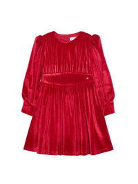 Vestido veludo glitter Vermelho (Vermelho)  para Menina - Abel & Lula
