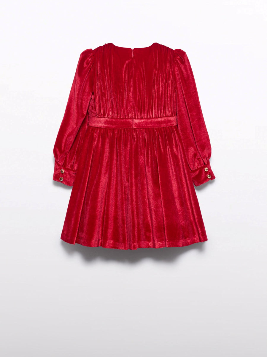 Vestido veludo glitter Vermelho (Vermelho)  para Menina - Abel & Lula